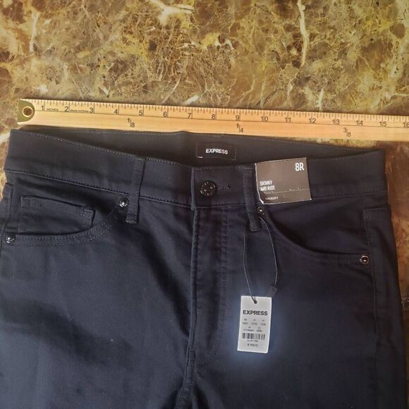 Express Skinny Mid Rise Supersoft Black Jeans‎ Size 8R - Picture 3 of 12